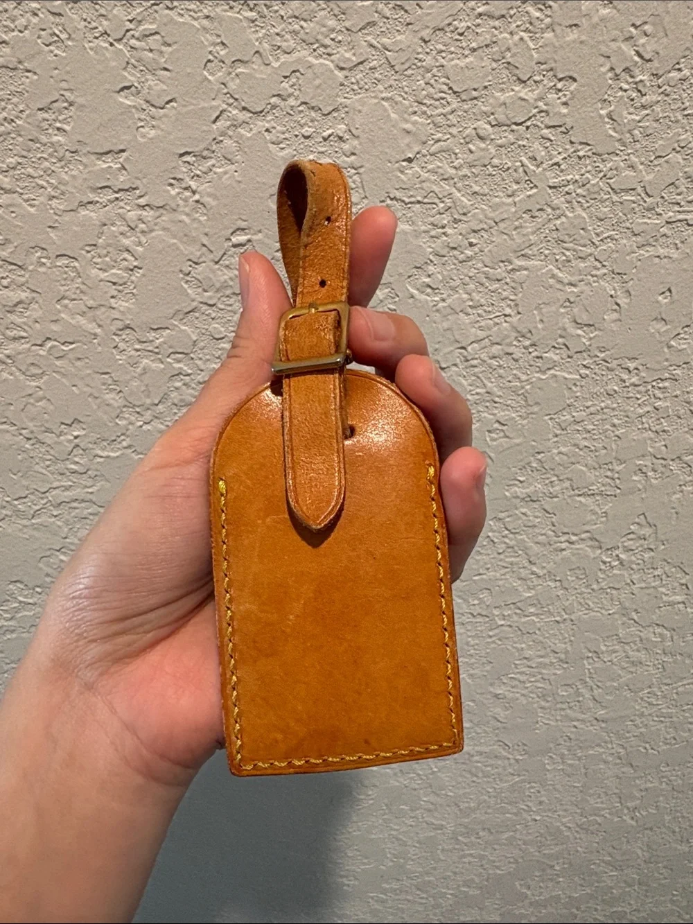 Louis Vuitton Tan Leather Luggage Tag with Strap